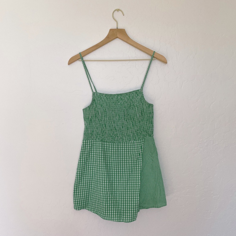 Green Gingham Skort Dress